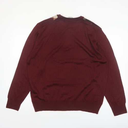 Nastas Collection Men's Burgundy Argyle Wool Blend Pullover Jumper XL