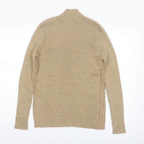 Liz Claiborne Womens Beige Cable-Knit V-Neck Jumper Size L Cotton Blend