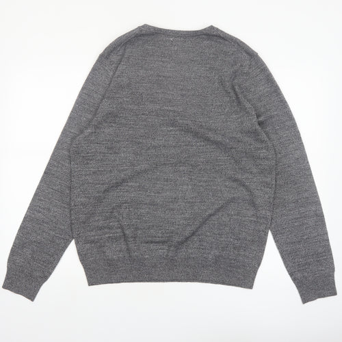 APT.9 Men's Grey Merino Blend V-Neck Pullover Jumper Size L