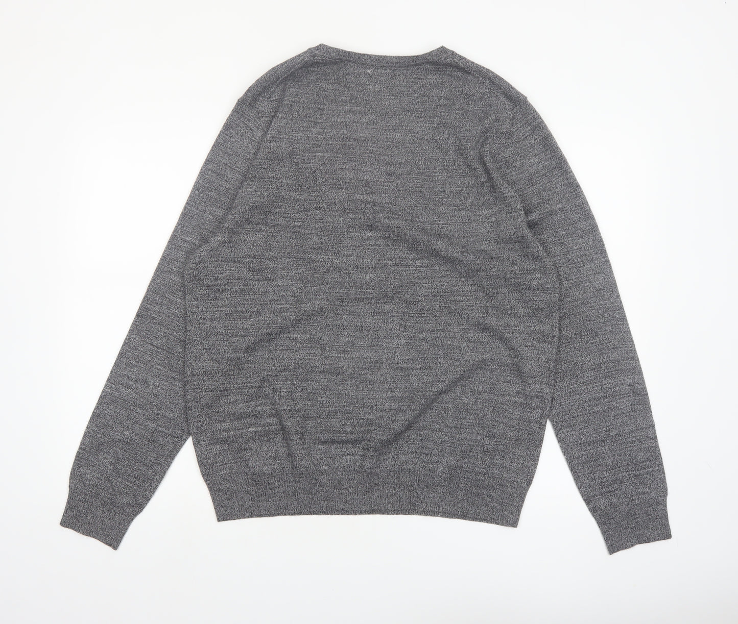 APT.9 Men's Grey Merino Blend V-Neck Pullover Jumper Size L
