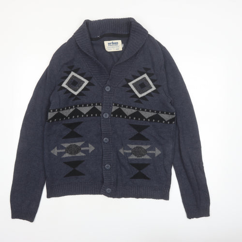 Urban Pipeline Men's Blue Aztec Knit Cotton Cardigan Large