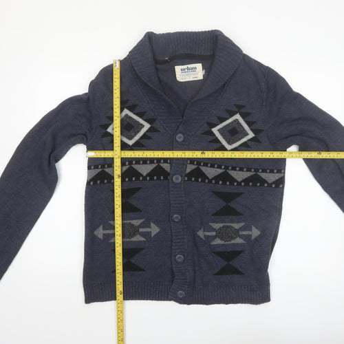 Urban Pipeline Men's Blue Aztec Knit Cotton Cardigan Large
