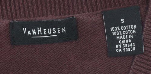 Van Heusen Men's Brown Argyle V-Neck Cotton Jumper Size S