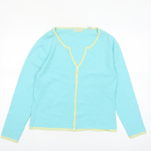 Lord & Taylor Women Aqua Cardigan M Long Sleeve V-Neck Knit
