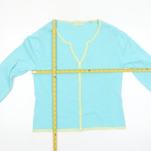 Lord & Taylor Women Aqua Cardigan M Long Sleeve V-Neck Knit