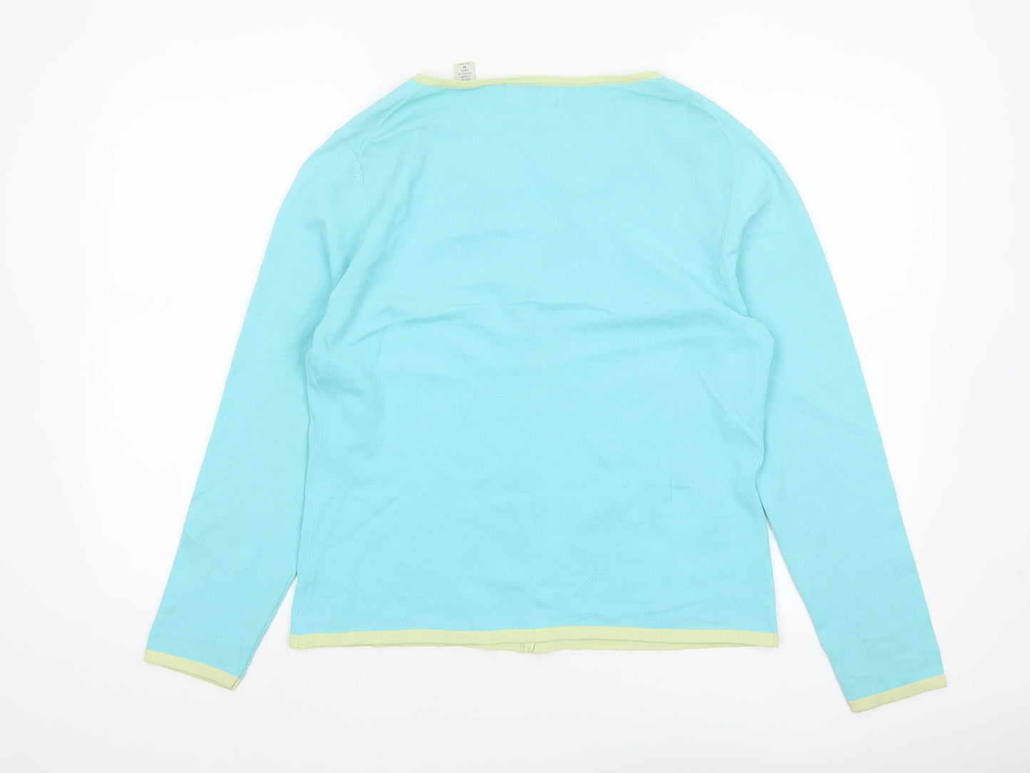 Lord & Taylor Women Aqua Cardigan M Long Sleeve V-Neck Knit
