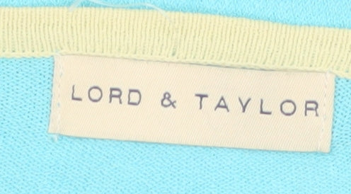 Lord & Taylor Women Aqua Cardigan M Long Sleeve V-Neck Knit