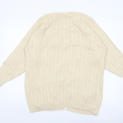 Liz Claiborne Women Beige Cable Knit Cotton Cardigan M