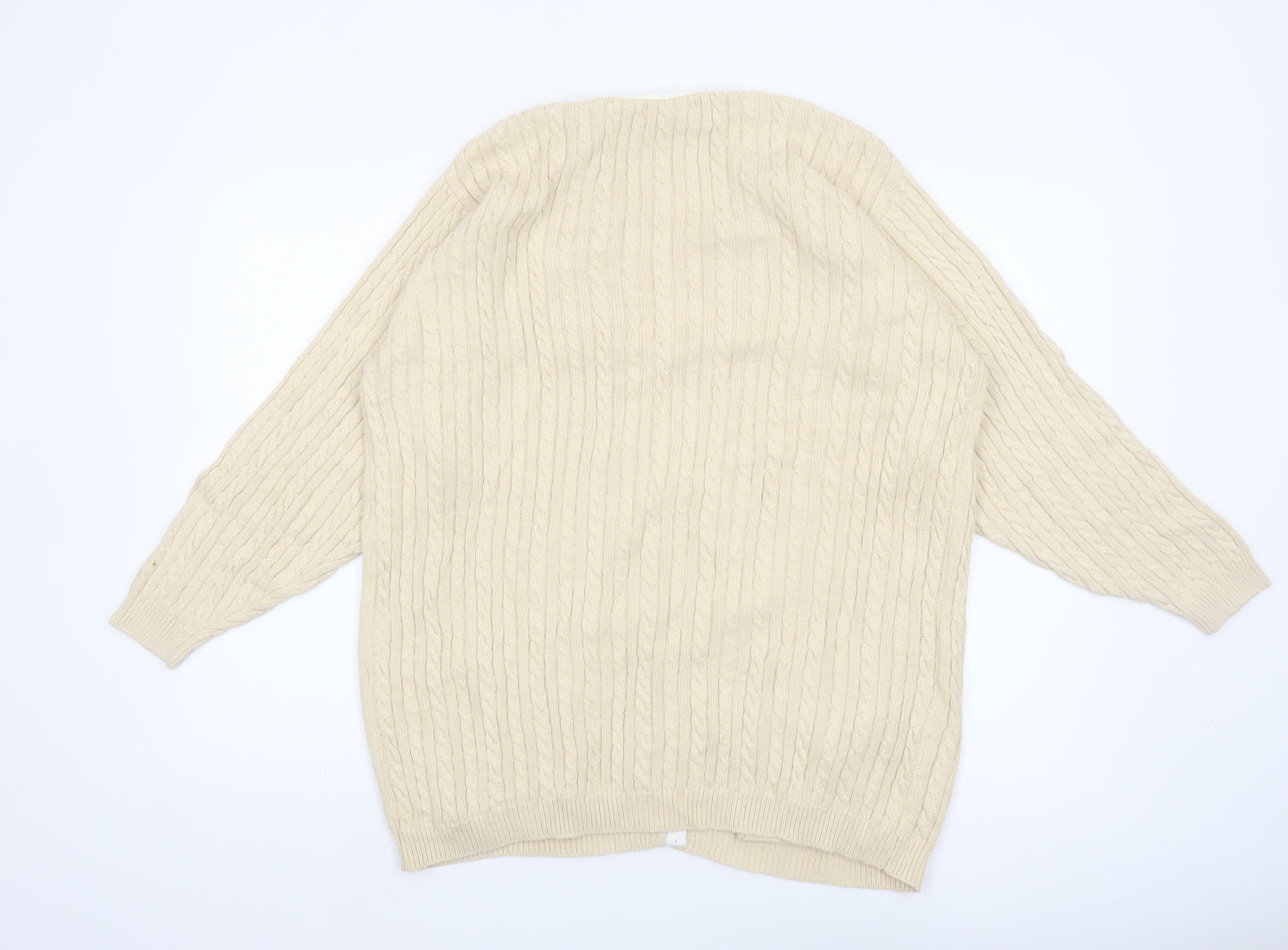 Liz Claiborne Women Beige Cable Knit Cotton Cardigan M