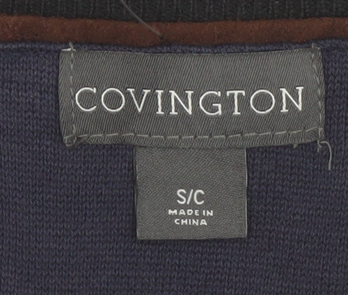 Covington Men's Blue Argyle V-Neck Cotton Blend Jumper Size S