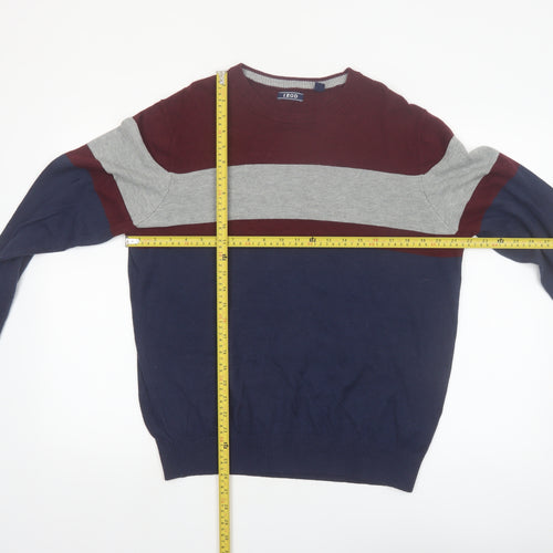 IZOD Men's Blue Maroon Grey Crew Neck Striped Pullover Jumper M