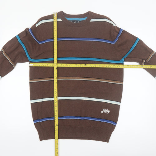 Billabong Men's Brown Striped Cotton Crew Neck Pullover Jumper Size M