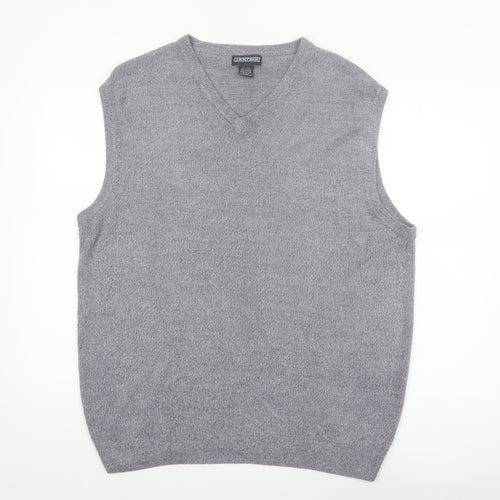 Jantzen Mens Grey Acrylic Knit V-Neck Sleeveless Vest XL