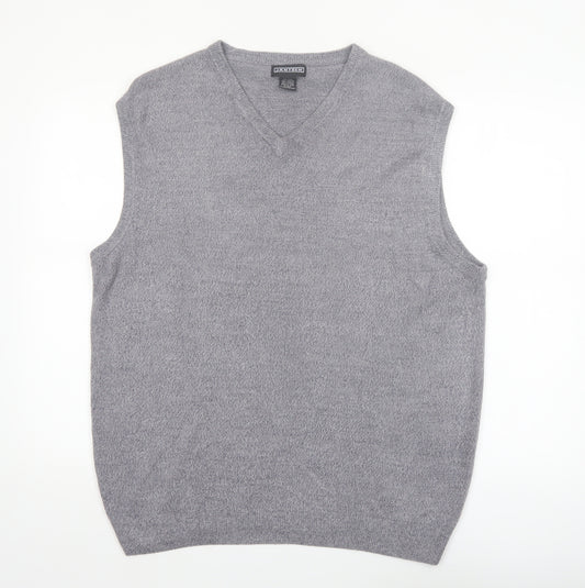 Jantzen Mens Grey Acrylic Knit V-Neck Sleeveless Vest XL