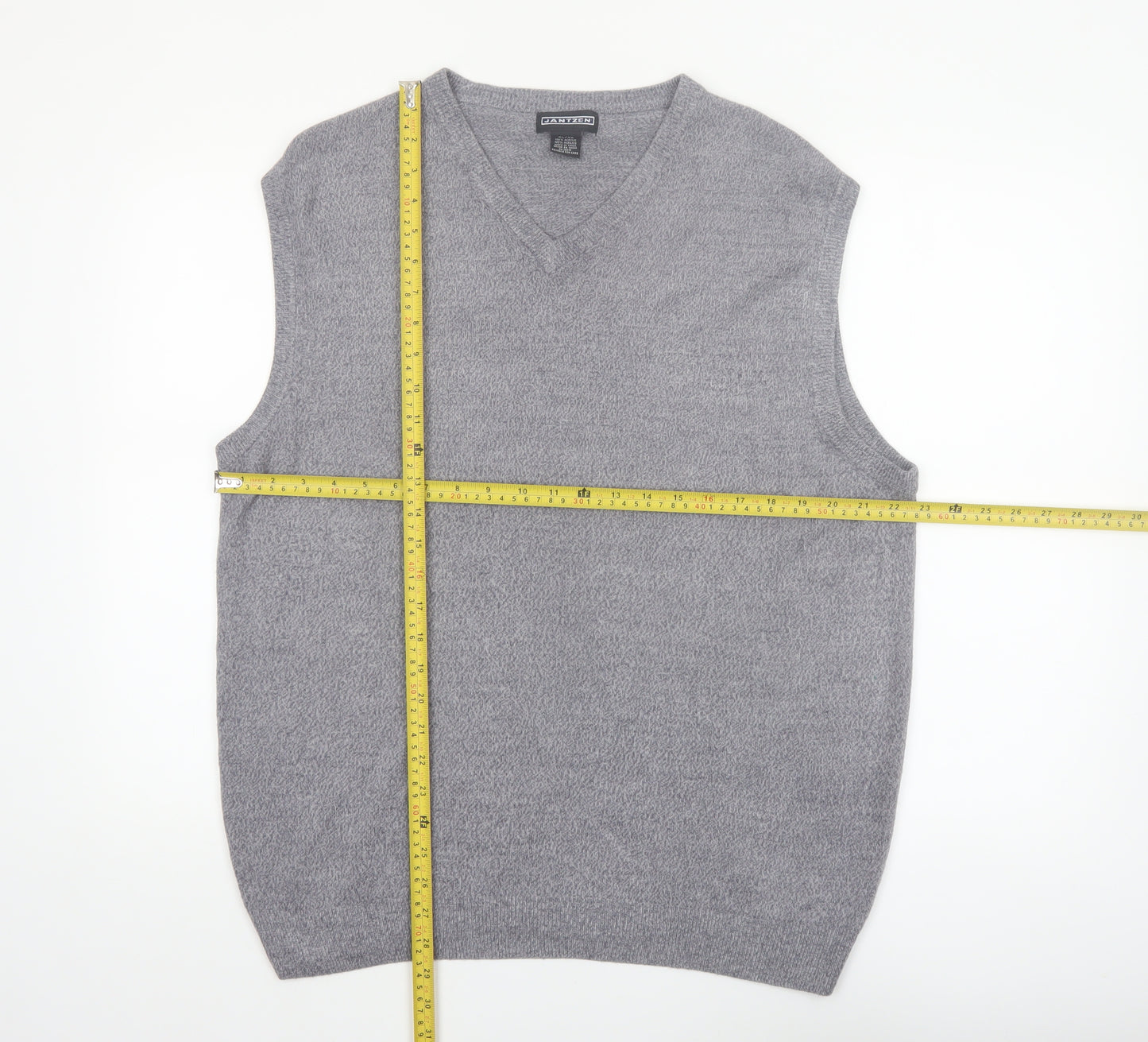 Jantzen Mens Grey Acrylic Knit V-Neck Sleeveless Vest XL