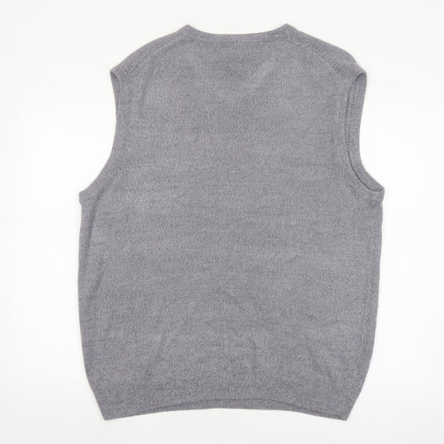 Jantzen Mens Grey Acrylic Knit V-Neck Sleeveless Vest XL