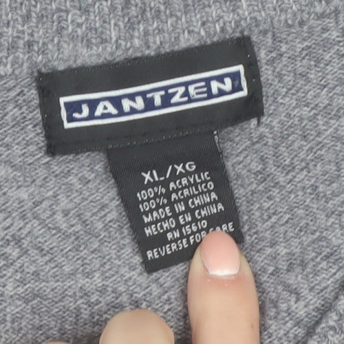 Jantzen Mens Grey Acrylic Knit V-Neck Sleeveless Vest XL