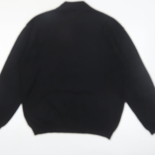 Axcess Men Black Grey Check Acrylic Cotton Crew Neck Jumper L