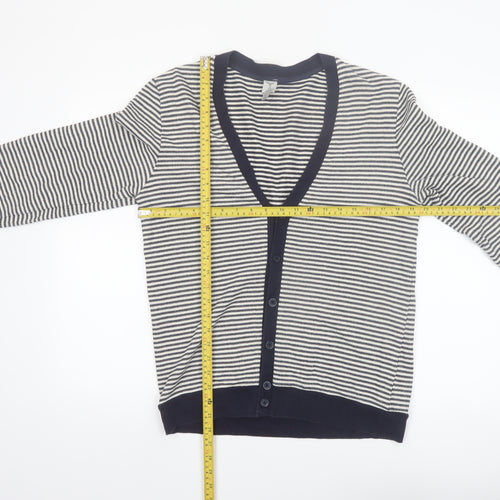 Tristan Men's Blue Striped Cotton Blend V-Neck Cardigan M