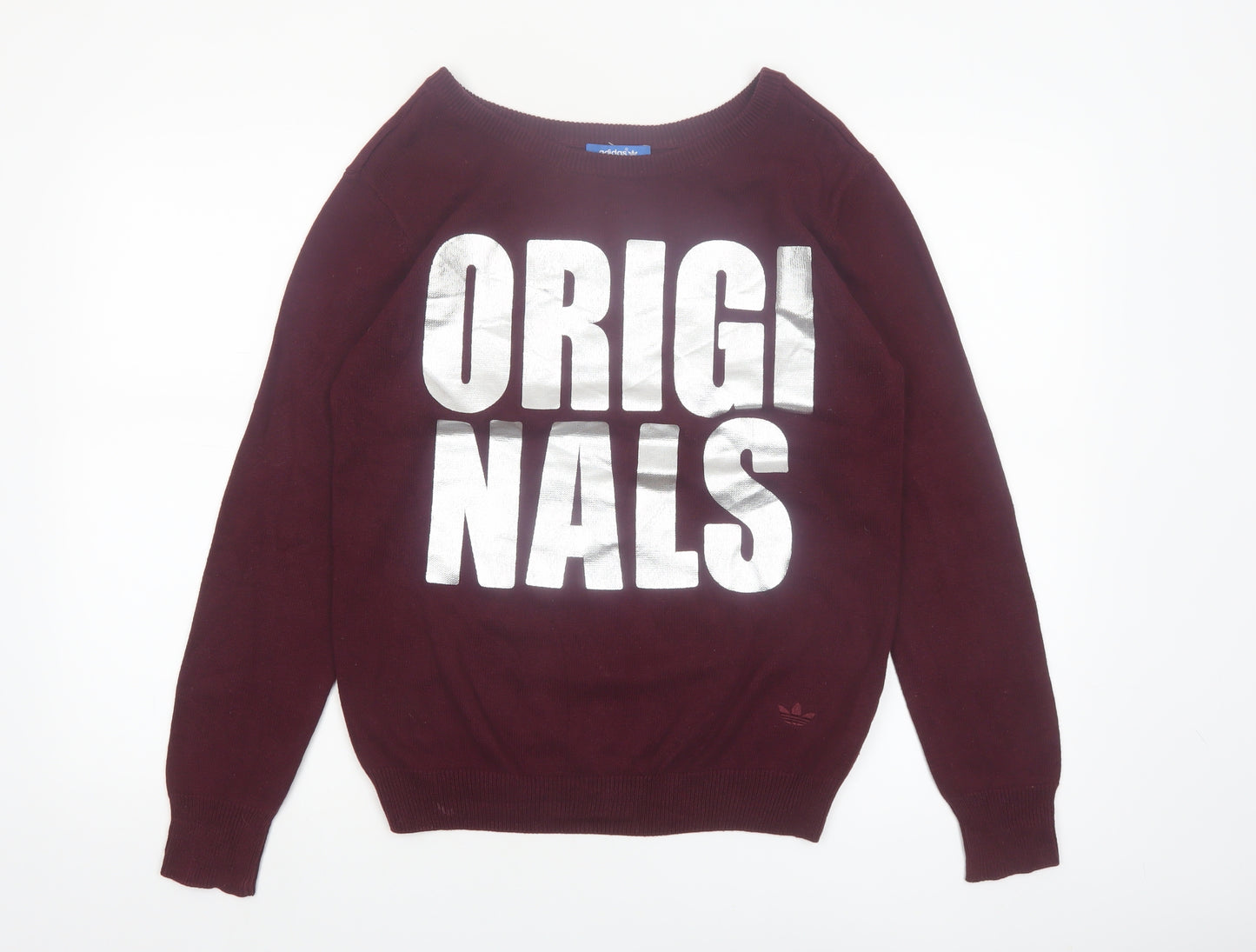 Adidas Women's Red Originals Crew Neck Cotton Pullover Jumper Size 10