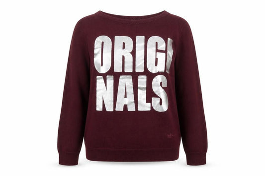 Front view of Adidas Women's Red Originals Crew Neck Cotton jumper, size 10