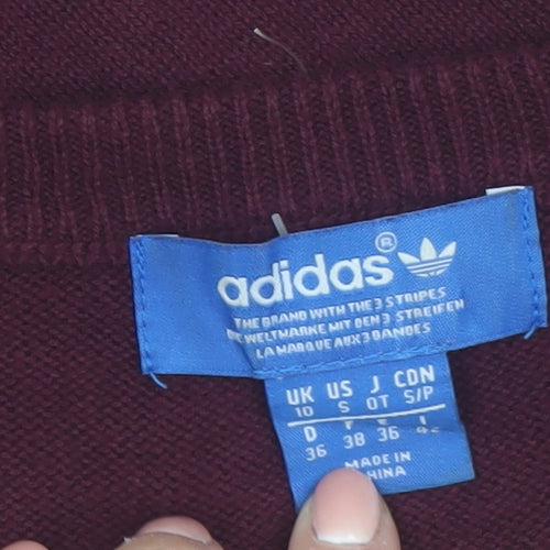 Adidas Women's Red Originals Crew Neck Cotton Pullover Jumper Size 10