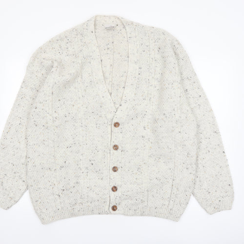Daniel Doffi Men's Ivory Chunky Knit Cardigan XXL