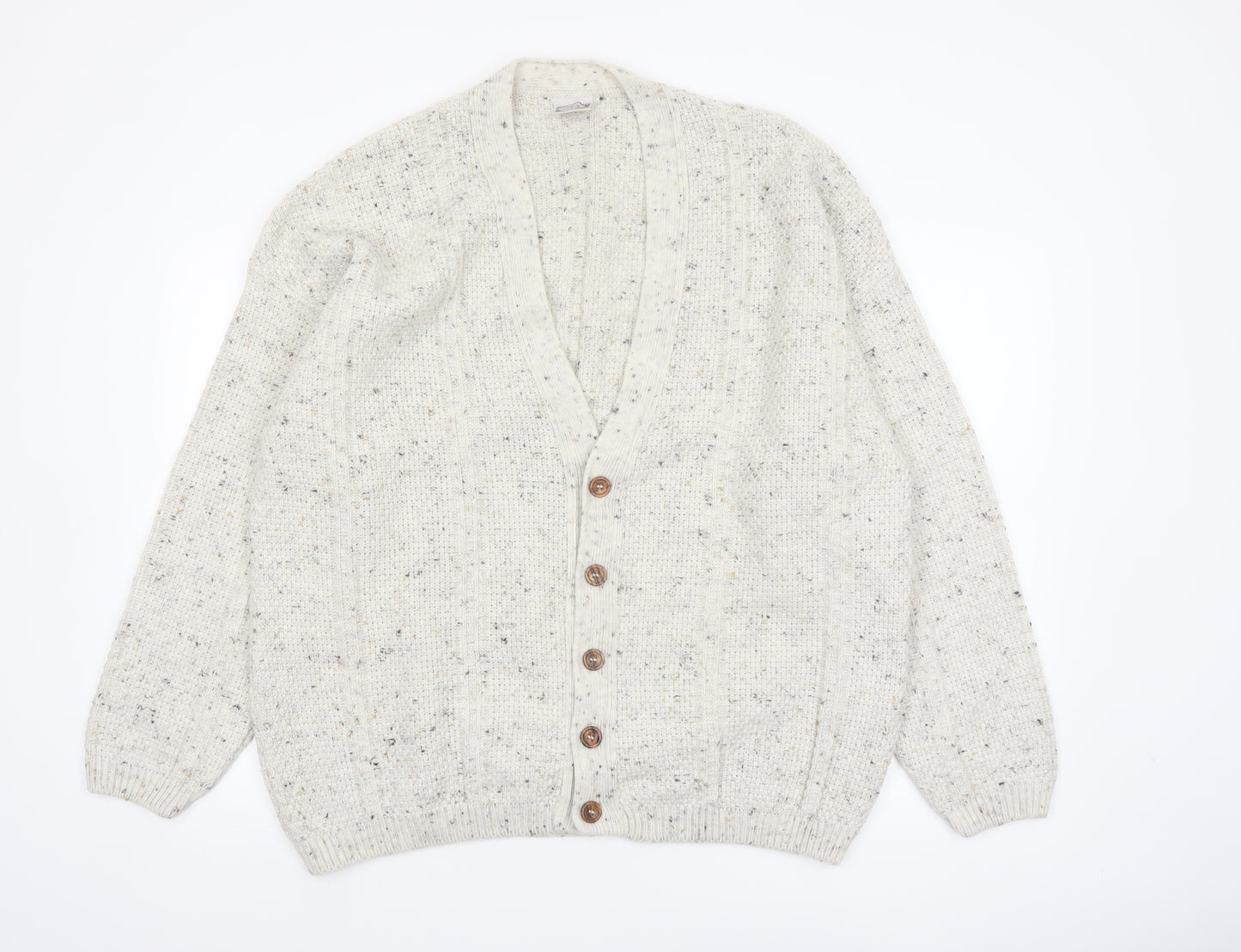 Daniel Doffi Men's Ivory Chunky Knit Cardigan XXL