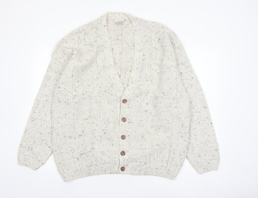 Daniel Doffi Men's Ivory Chunky Knit Cardigan XXL