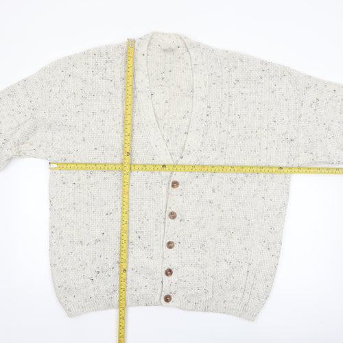 Daniel Doffi Men's Ivory Chunky Knit Cardigan XXL