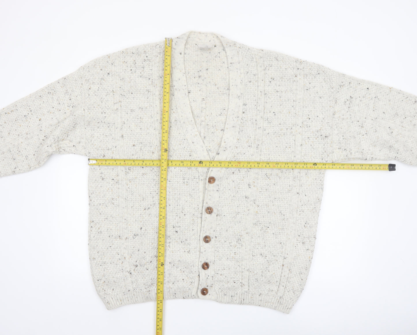 Daniel Doffi Men's Ivory Chunky Knit Cardigan XXL