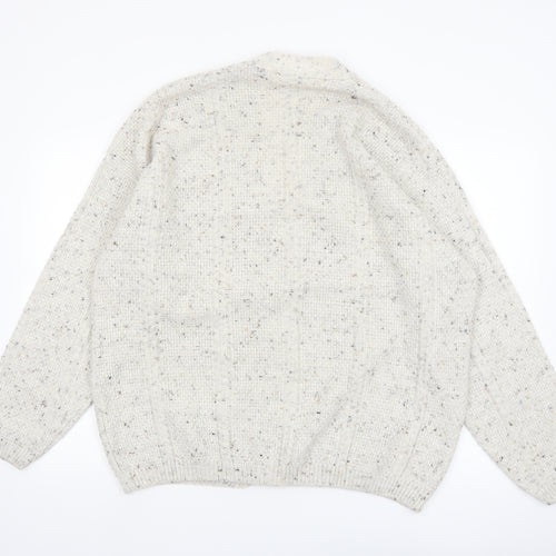 Daniel Doffi Men's Ivory Chunky Knit Cardigan XXL