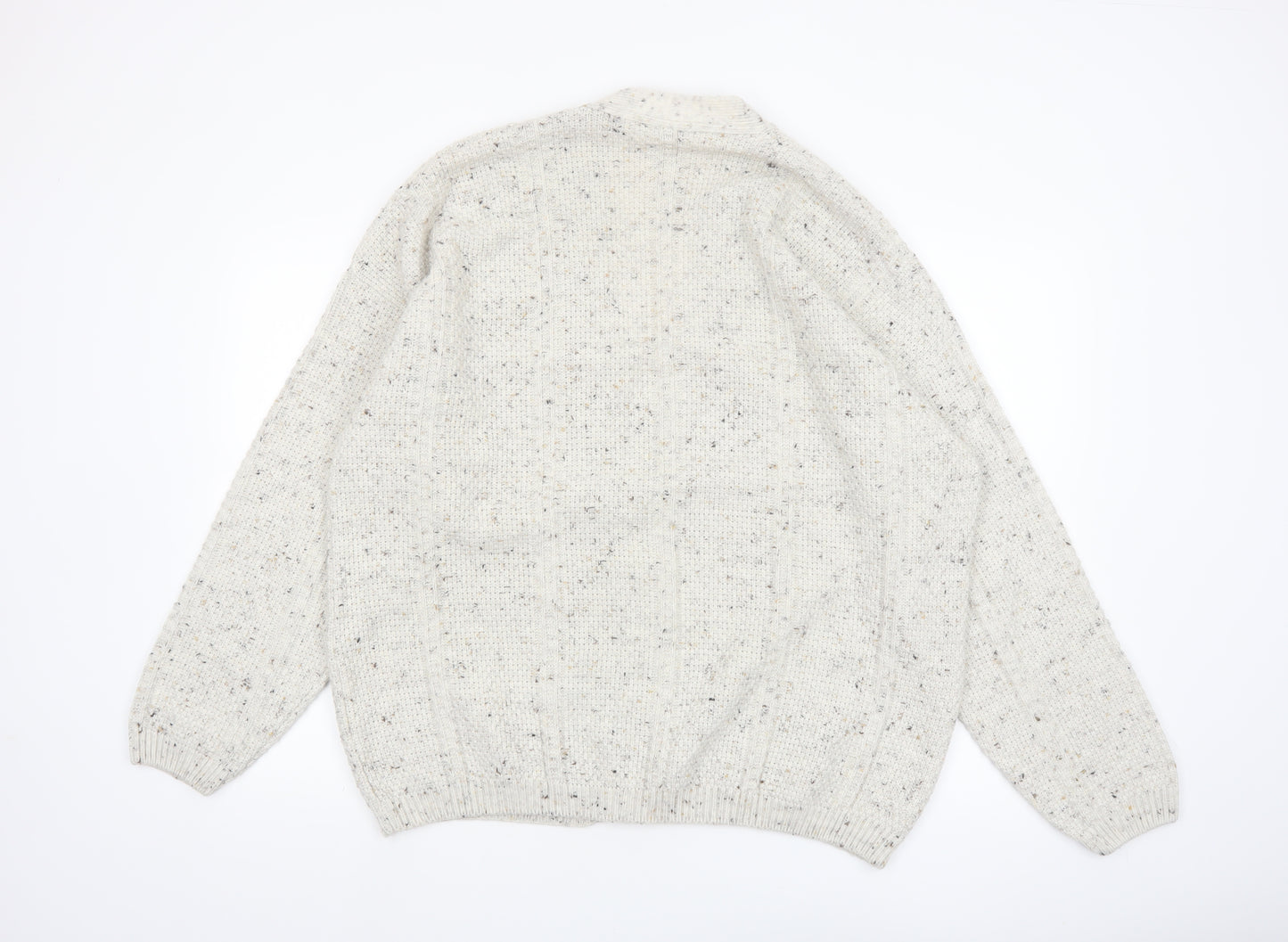 Daniel Doffi Men's Ivory Chunky Knit Cardigan XXL