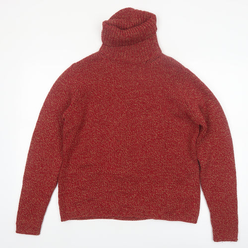 Sutton Studio Womens Red Roll Neck Chunky-Knit Merino Wool Jumper Size L