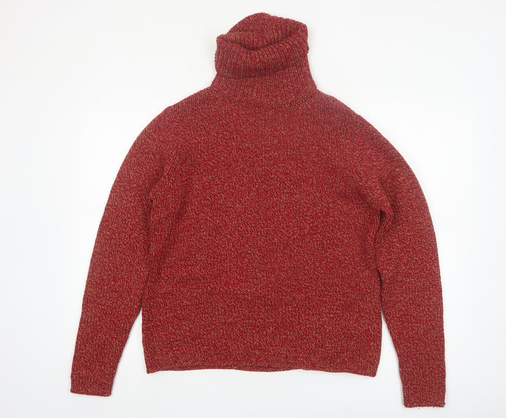 Sutton Studio Womens Red Roll Neck Chunky-Knit Merino Wool Jumper Size L