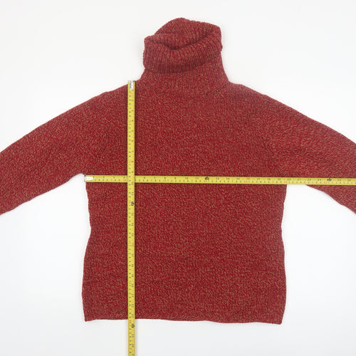 Sutton Studio Womens Red Roll Neck Chunky-Knit Merino Wool Jumper Size L