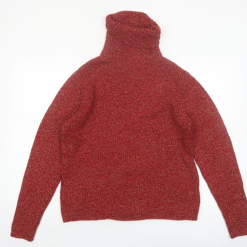 Sutton Studio Womens Red Roll Neck Chunky-Knit Merino Wool Jumper Size L