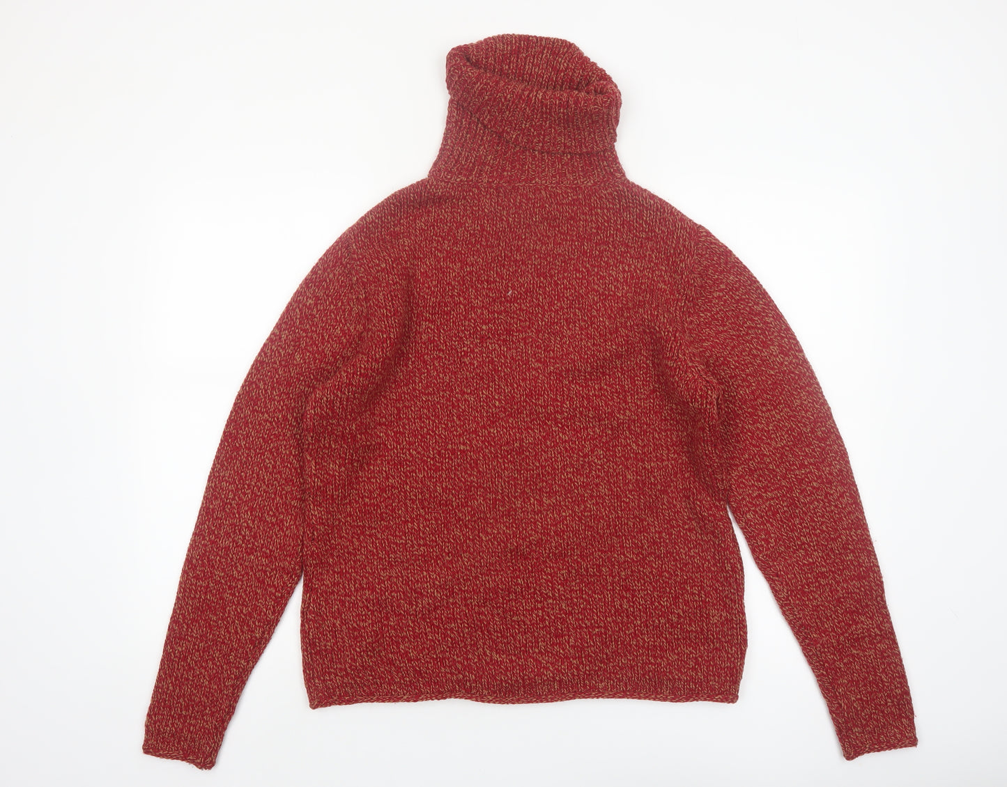 Sutton Studio Womens Red Roll Neck Chunky-Knit Merino Wool Jumper Size L