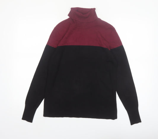 Cable & Gauge Women’s Burgundy Black Roll Neck Knit Jumper S