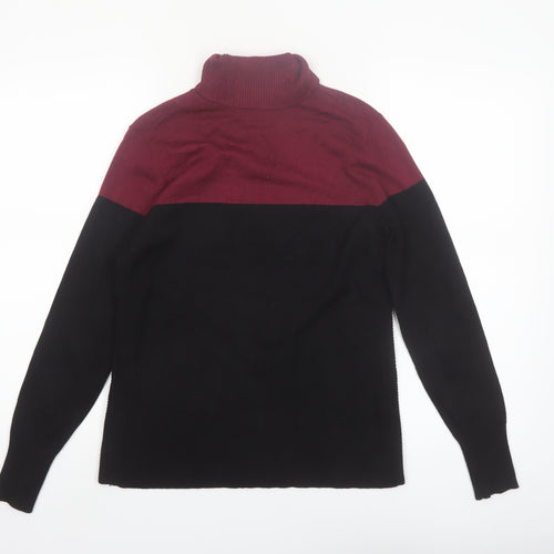 Cable & Gauge Women’s Burgundy Black Roll Neck Knit Jumper S