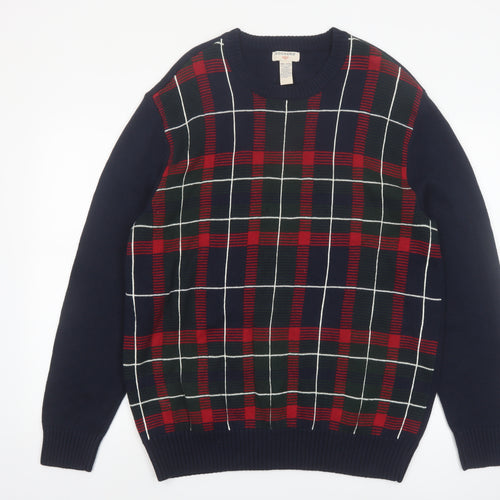 Dockers Men's Blue Check Knit Cotton Pullover Jumper 2XL