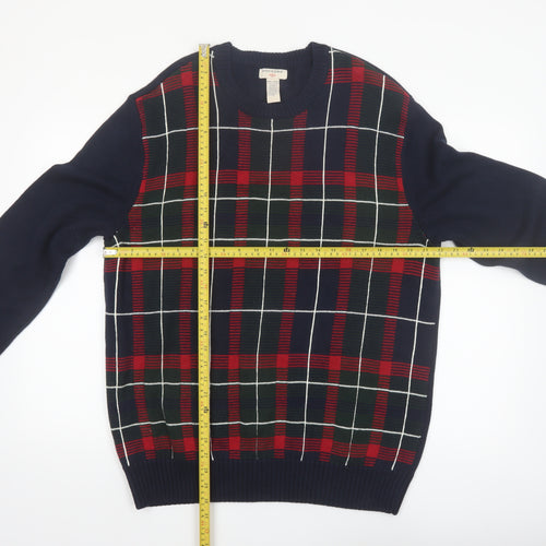 Dockers Men's Blue Check Knit Cotton Pullover Jumper 2XL