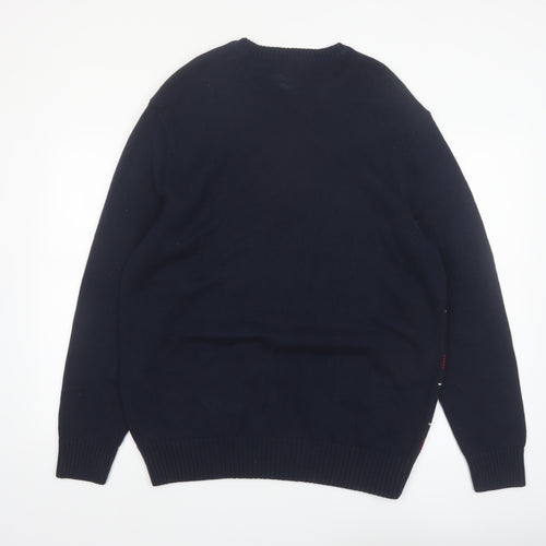 Dockers Men's Blue Check Knit Cotton Pullover Jumper 2XL
