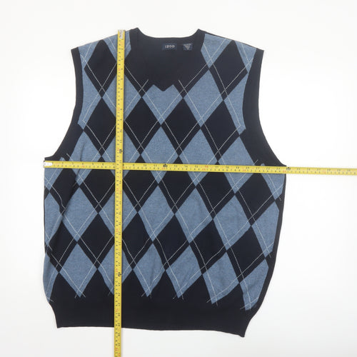 IZOD Men’s Blue Argyle V-Neck Cotton Golf Sweater Vest XL