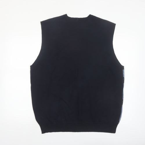 IZOD Men’s Blue Argyle V-Neck Cotton Golf Sweater Vest XL