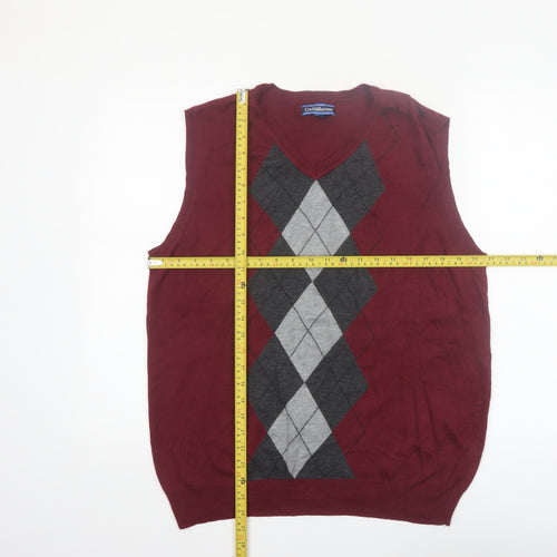Croft & Barrow Men's Red Argyle Sleeveless V-Neck Knit Vest L