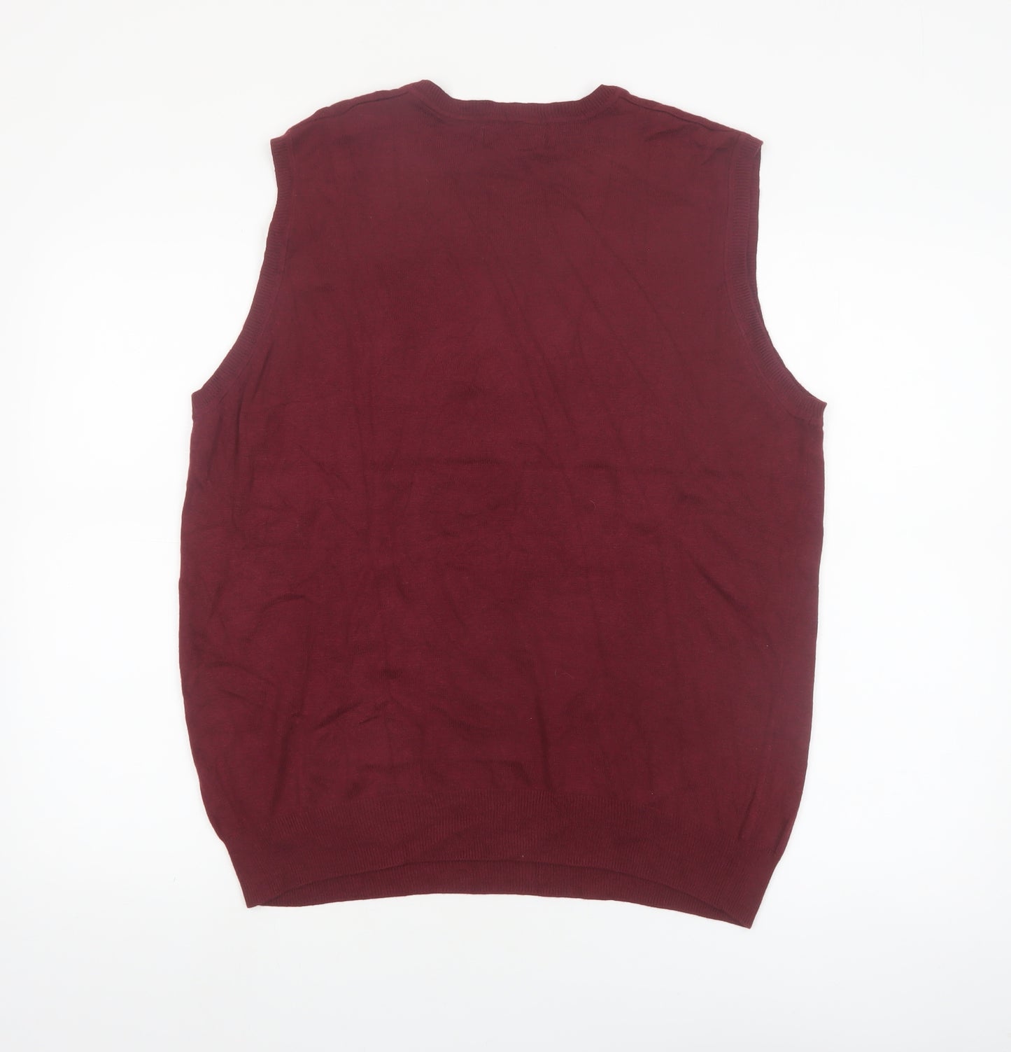 Croft & Barrow Men's Red Argyle Sleeveless V-Neck Knit Vest L