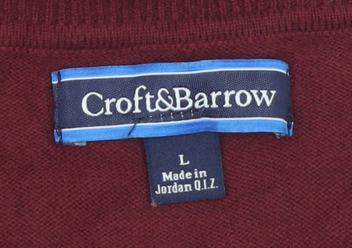 Croft & Barrow Men's Red Argyle Sleeveless V-Neck Knit Vest L