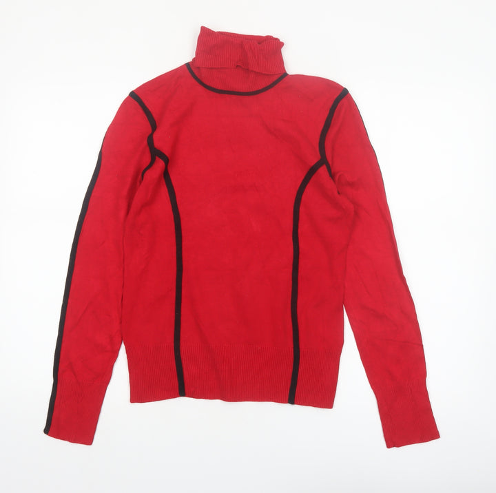 Carmen Marc Valvo Womens Red Roll Neck Slim Knit Jumper M