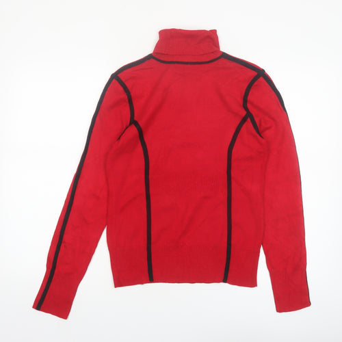 Carmen Marc Valvo Womens Red Roll Neck Slim Knit Jumper M